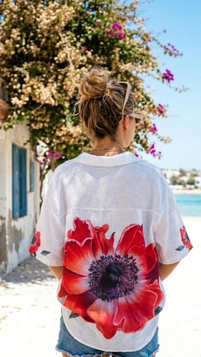 Chemise Blanche Oversize Imprimé COQUELIQUOT