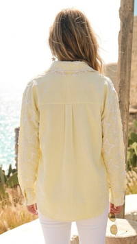 Chemise Rayée Jaune et Blanc Etoile relief LEXIA