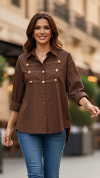 Chemise Marron Style Officier TOSCANE