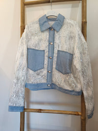 Veste Blanche et Jean à Sequins Argentés JENNA