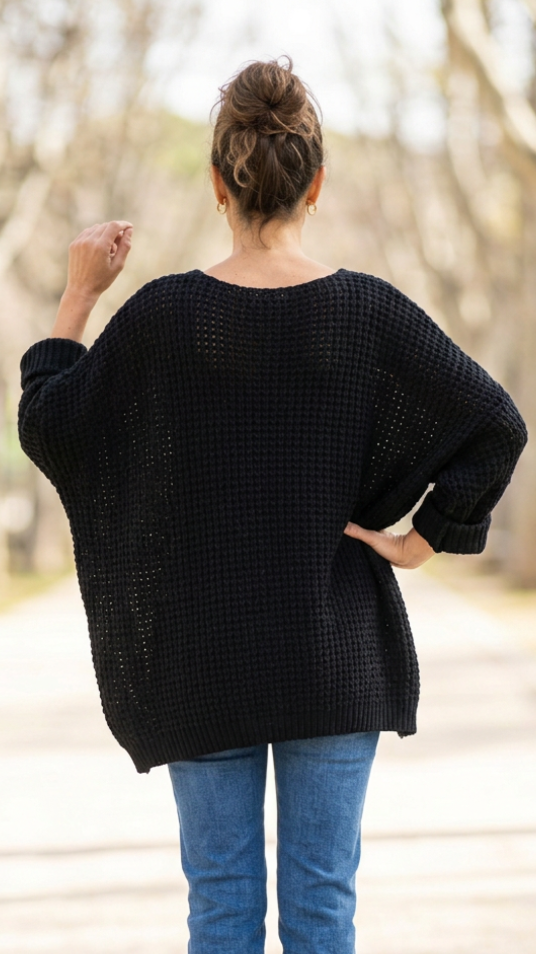 Pull Noir à Inscription Léopard AMORE