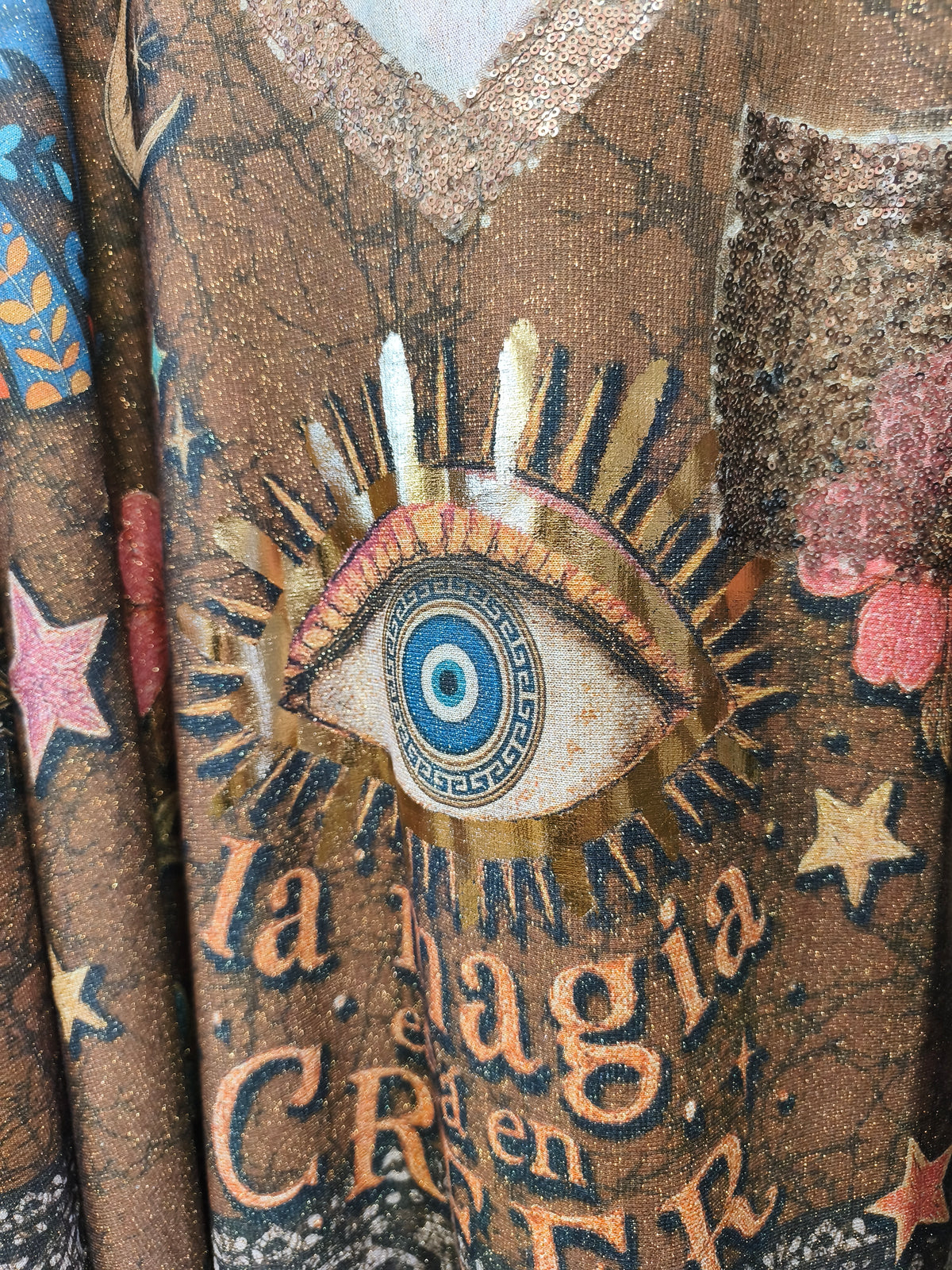 Top Lurex Oversize Motif Bohème EYES