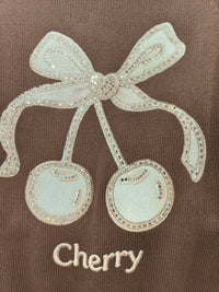 Top Chocolat Motif Cerise et Strass "CHERRY"