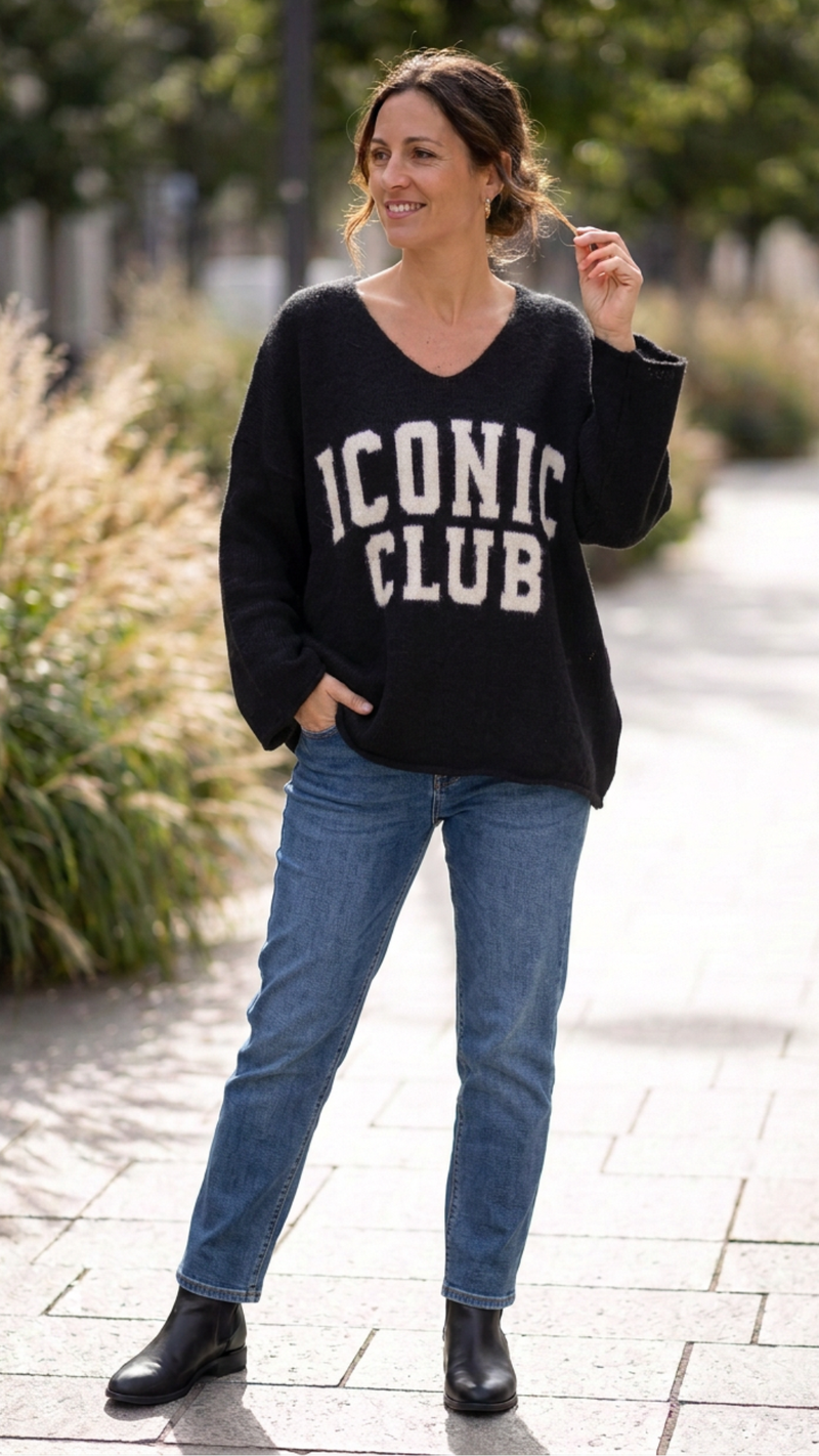 Pull Noir "ICONIC CLUB"