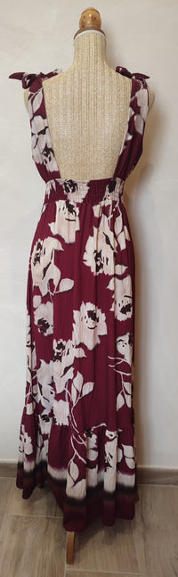 Robe à Motif Floral Bordeaux INES
