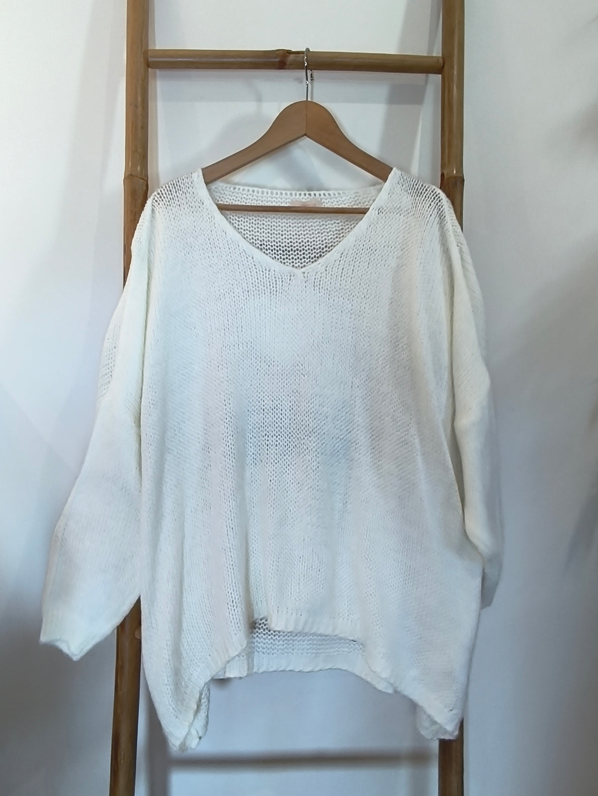 Pull Oversize Blanc Motif Coeurs Léopard LOVED