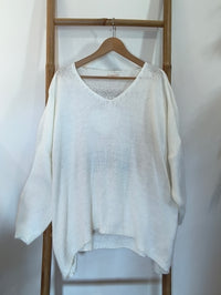 Pull Oversize Blanc Motif Coeurs Léopard LOVED