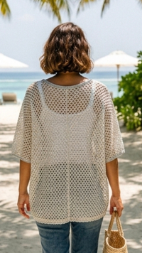 Top Crochet Argenté Motif "VAN FLEURI"