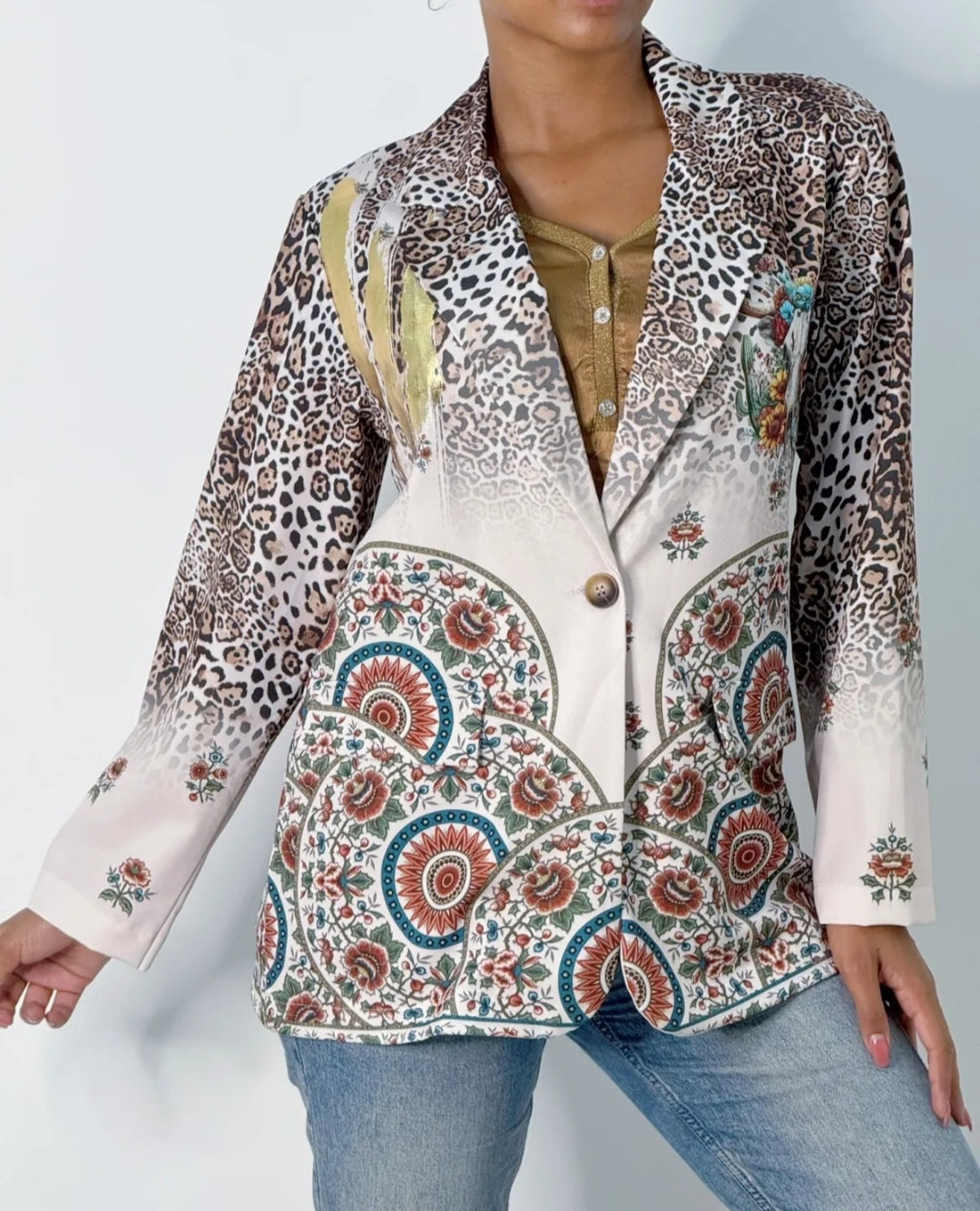 Veste Bohème à Motif "Tête de Buffle"