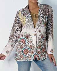 Veste Bohème à Motif "Tête de Buffle"