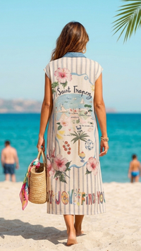 Robe Longue en Lurex et Col Dentelle "ST TROPEZ"