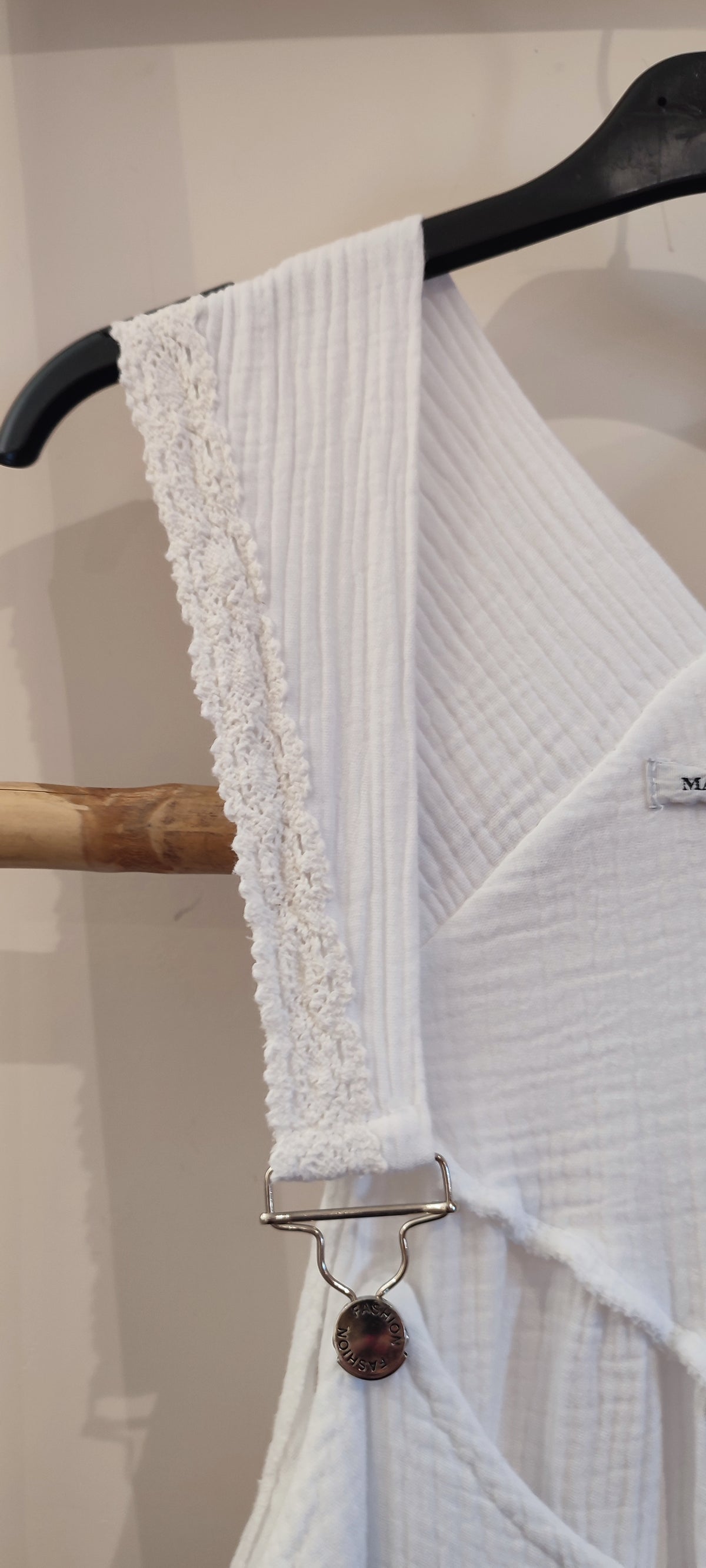 Robe Salopette Gaze de Coton Blanc LEA