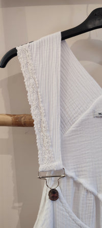 Robe Salopette Gaze de Coton Blanc LEA