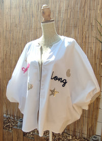 Chemise Blanche Oversize à Inscription Manches ornées de Doré SUMMER