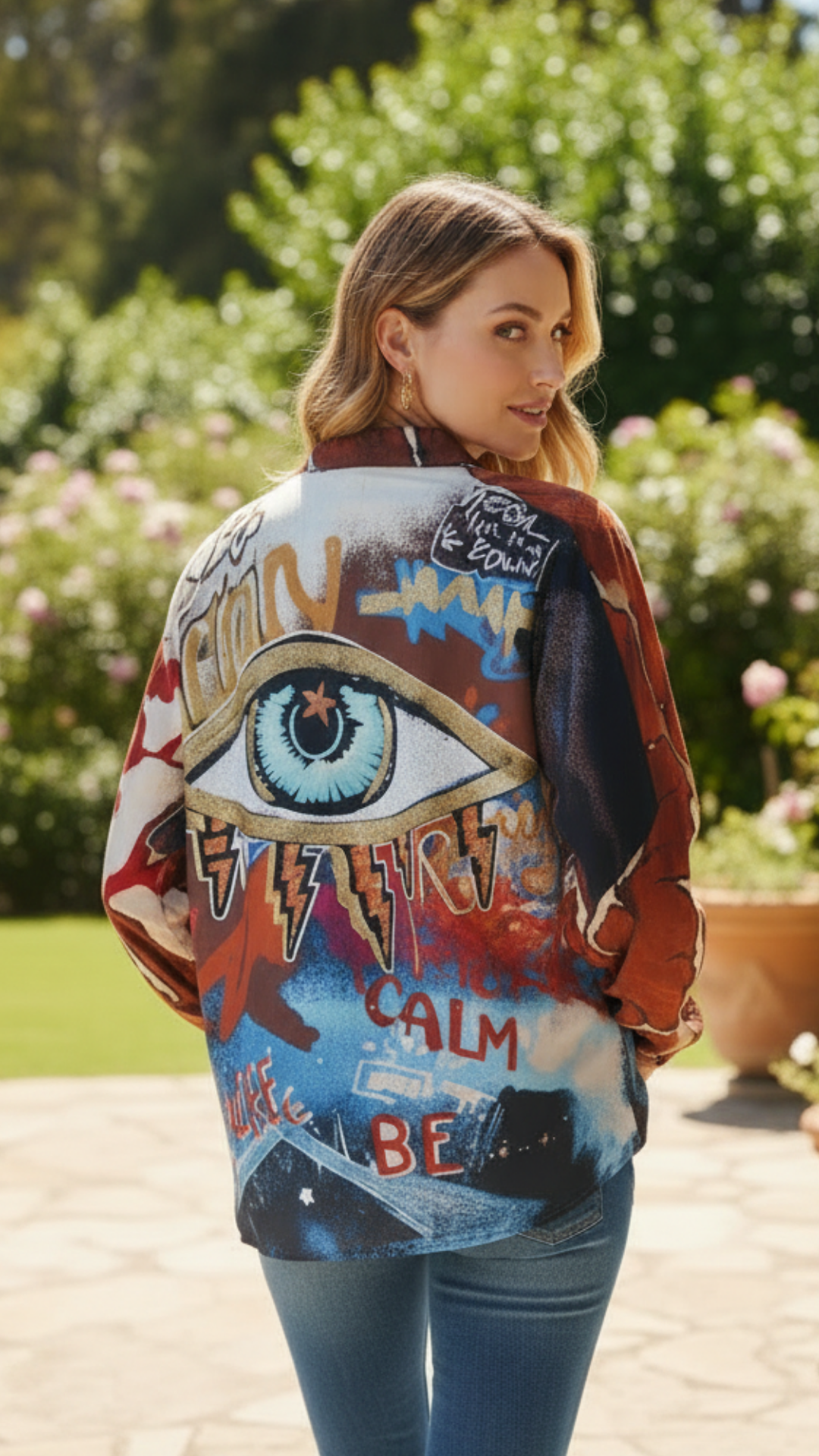 Blouse à Imprimé Camel Motif Oeil AMY