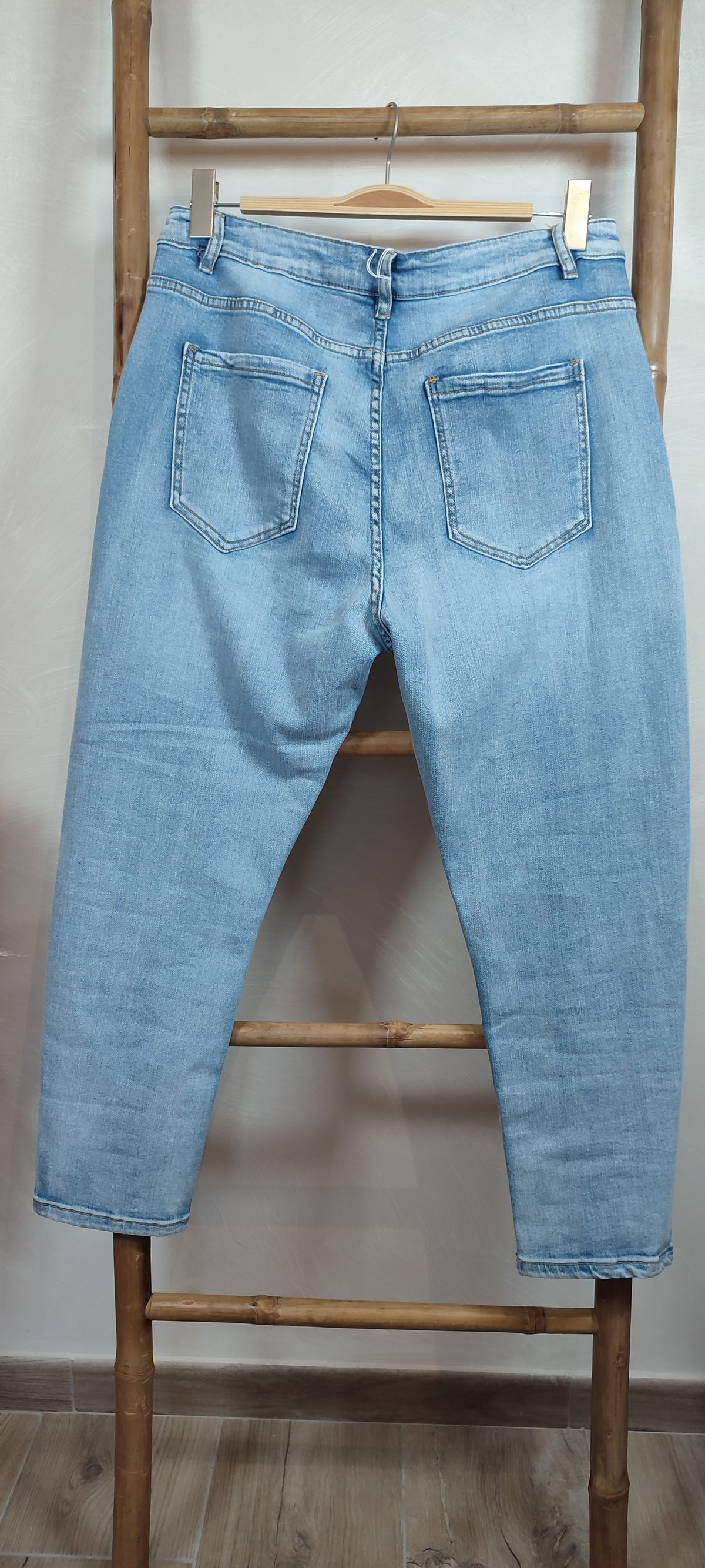 Jean Bleu à Motifs Coeurs Fleuris HARMONY