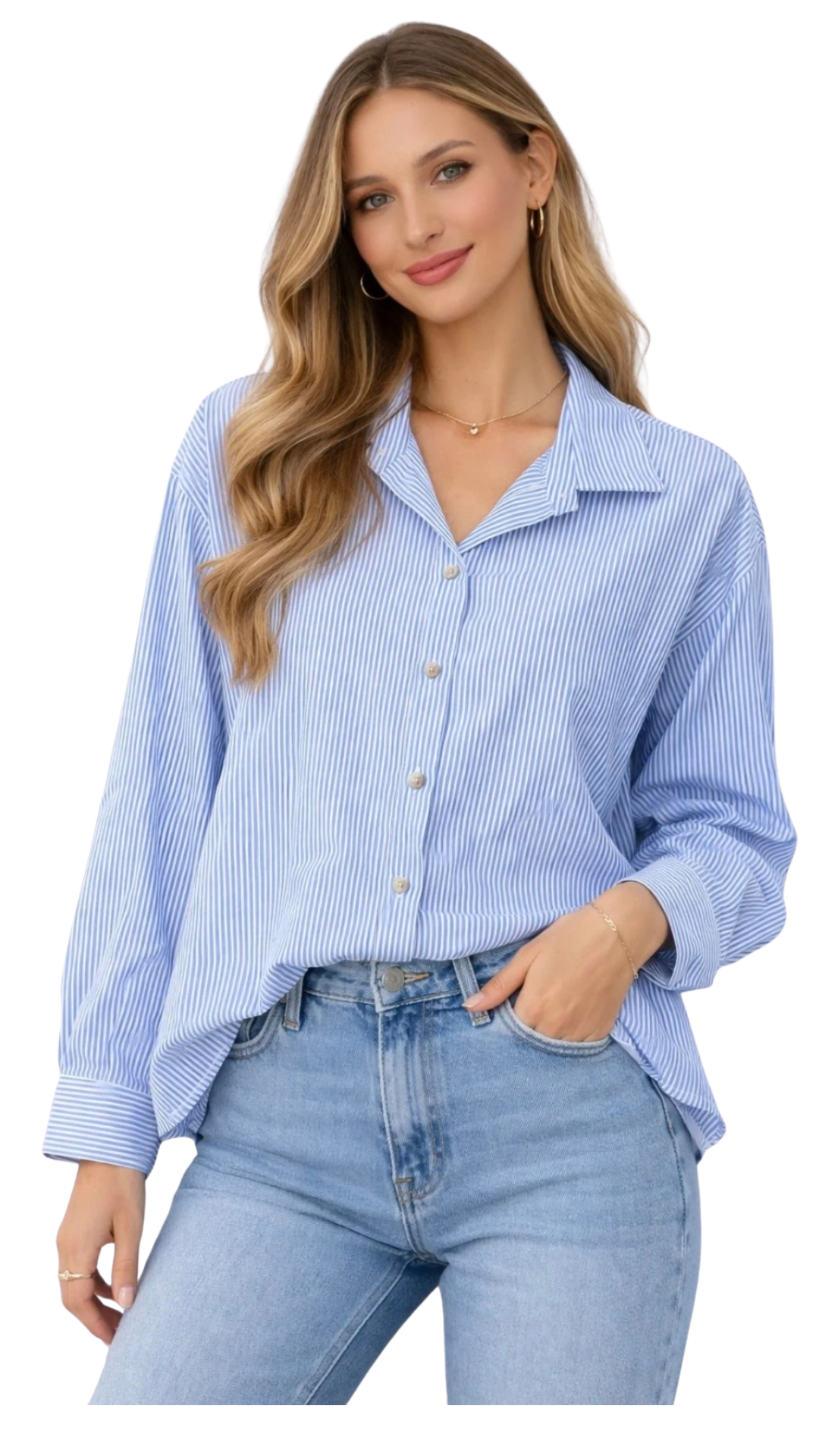 Chemise Rayée Bleu et Blanc Dos Coeur Dentelle HEART