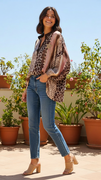 Blouse Oversize Imprimé Animalier Nuancé Rose DUNE