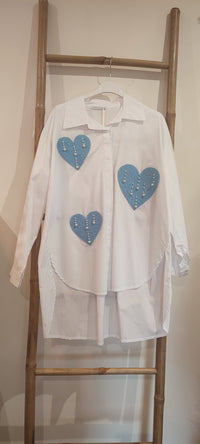 Chemise Blanche Liquette à Empiècements "COEUR"