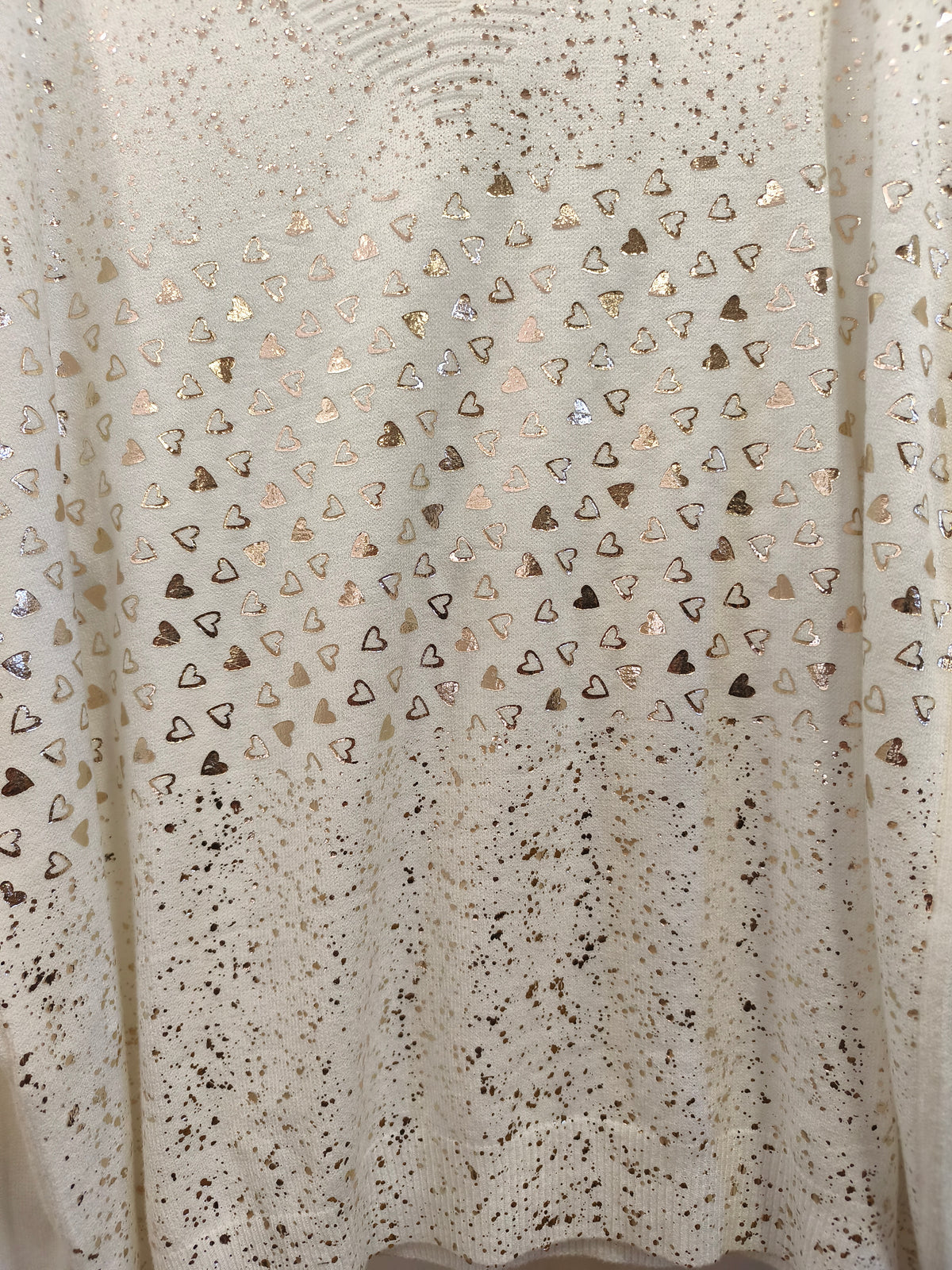 Pull Blanc à Imprimé Cœurs Dorés & Éclats Dorés SIAM
