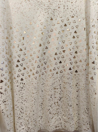 Pull Blanc à Imprimé Cœurs Dorés & Éclats Dorés SIAM
