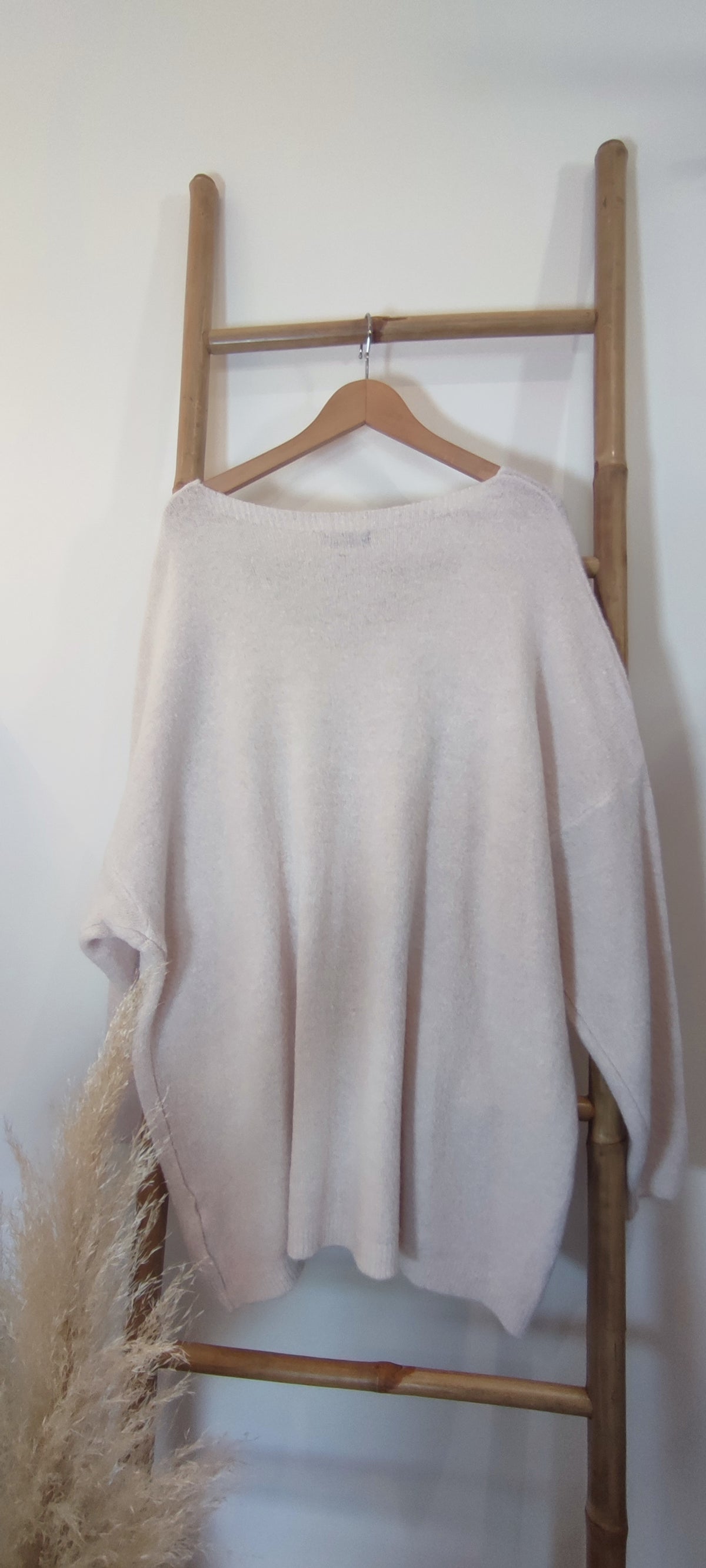 Pull Blanc Cassé Oversize Inscription Pailletée ROCK & ROLL