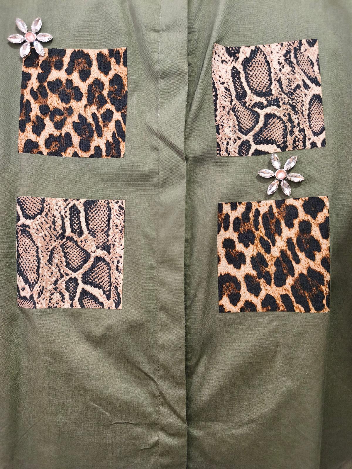 Chemise Kaki à Empiècements Animalier ROMANE