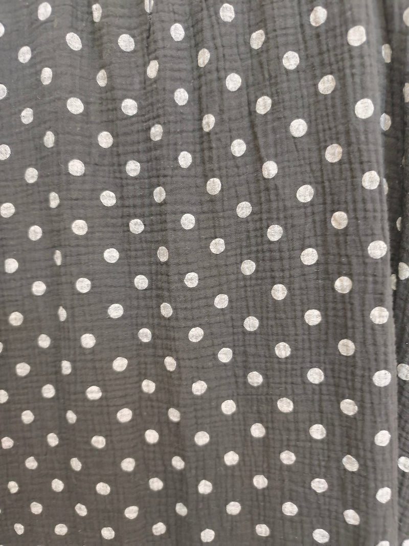 Robe longue à Bretelles Noire à Pois Gris SANTA
