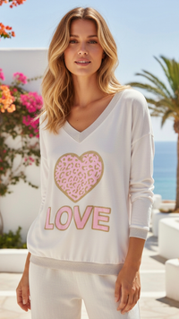 Tee-Shirt Rose Pastel à Imprimé LOVE
