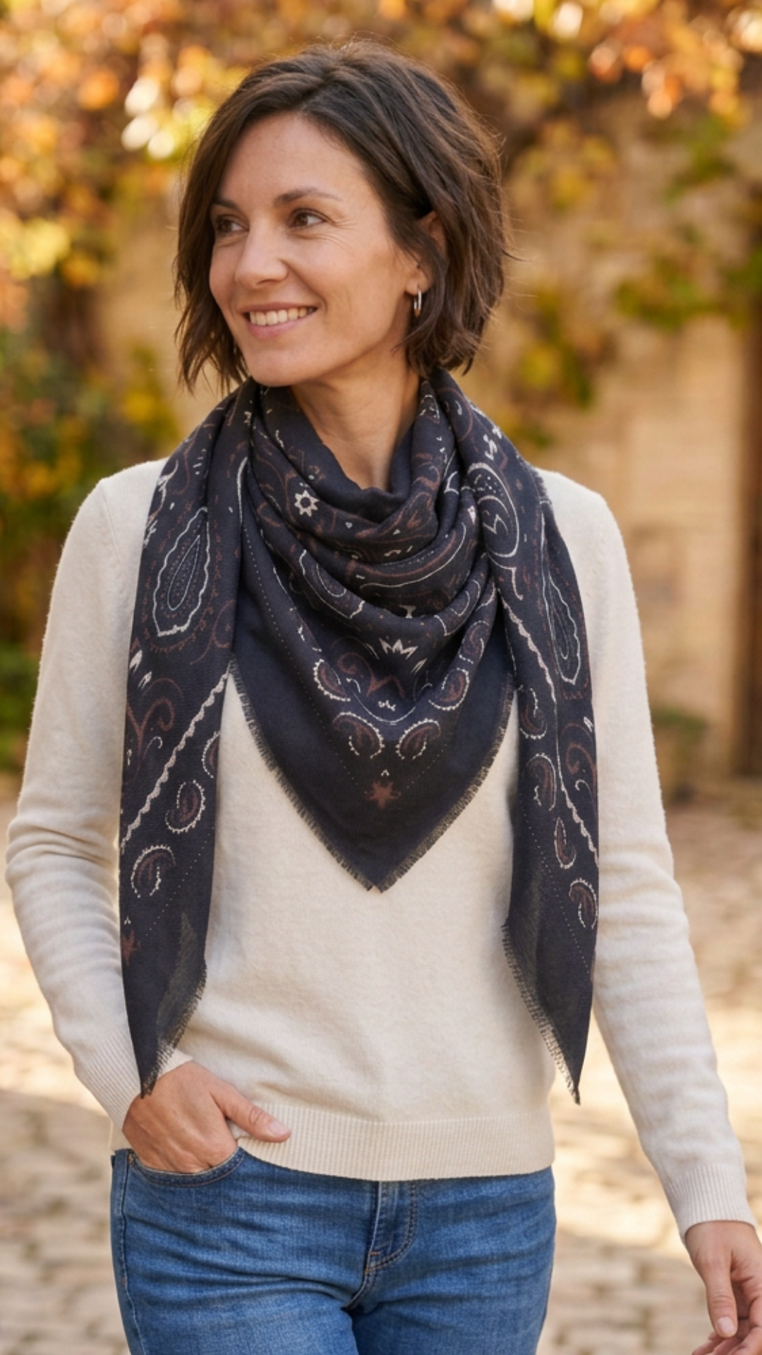 Echarpe Noire Imprimé BANDANA