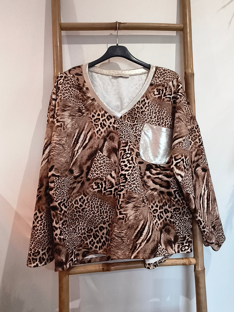 Top Imprimé Animalier Léopard Marron MILOU