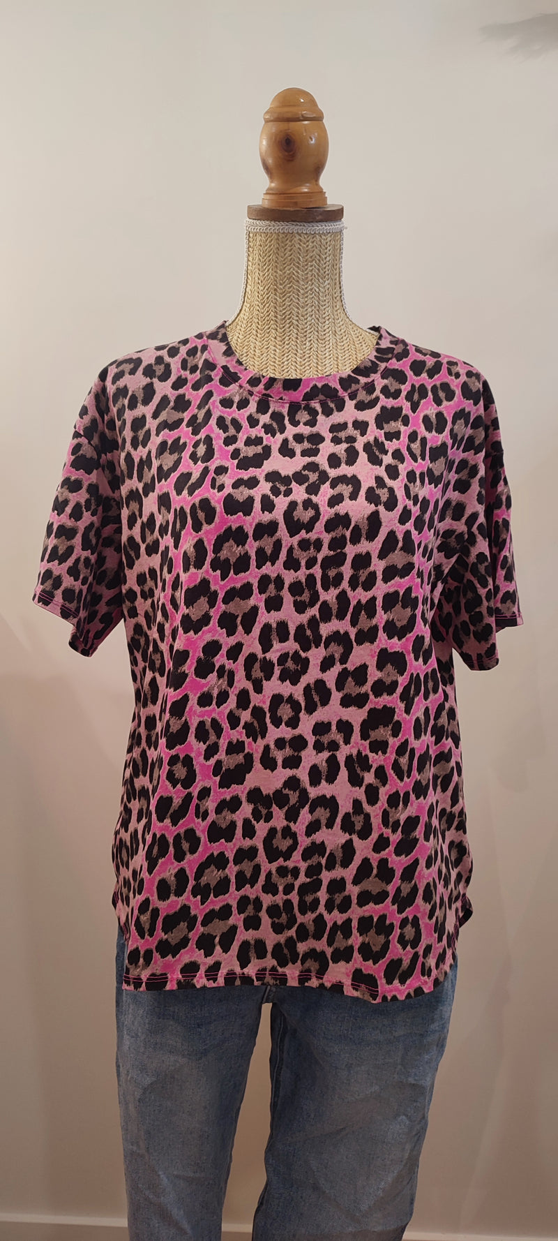 Tee-Shirt lmprimé Léopard Rose Fluo MILO
