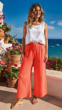 Pantalon Gaze de Coton Corail Uni UGO