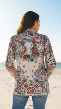Veste Bohème à Motif "Tête de Buffle"