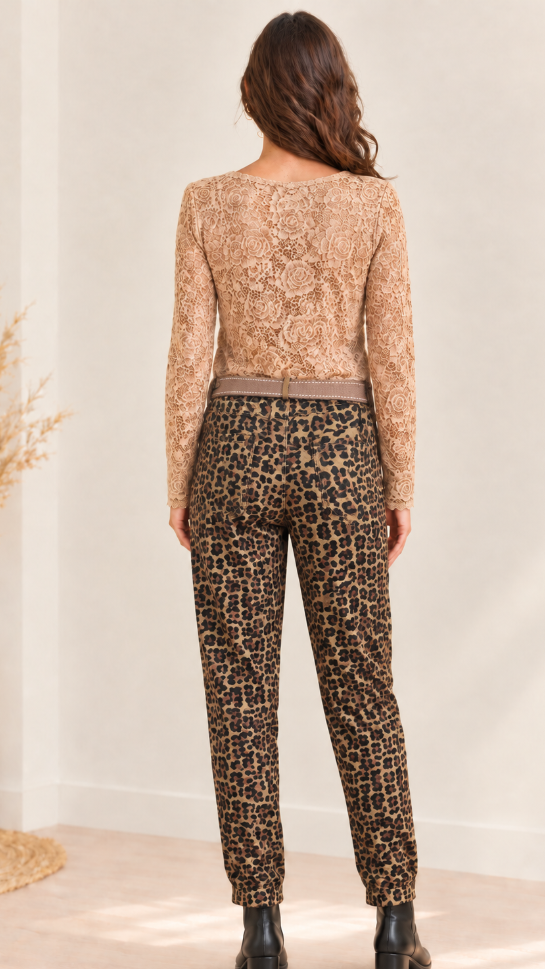 Pantalon Imprimé Léopard Camel ALES