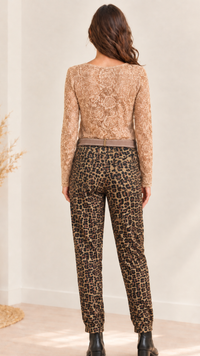 Pantalon Imprimé Léopard Camel ALES