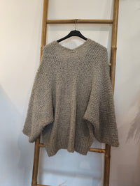 Gilet Bouclette Beige et Broche Soleil CAMILLE