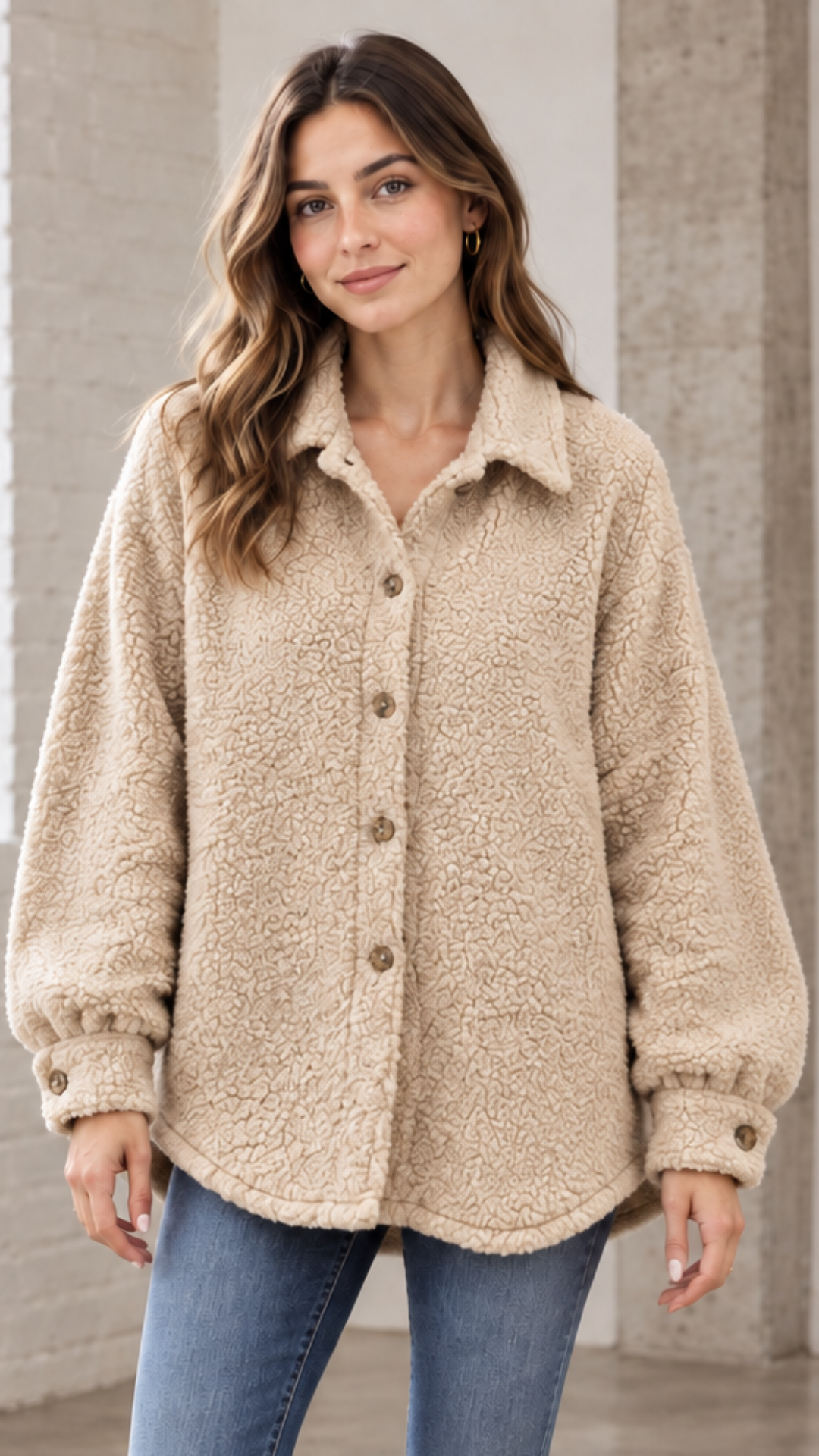 Veste en Bouclettes Beige ICONIC