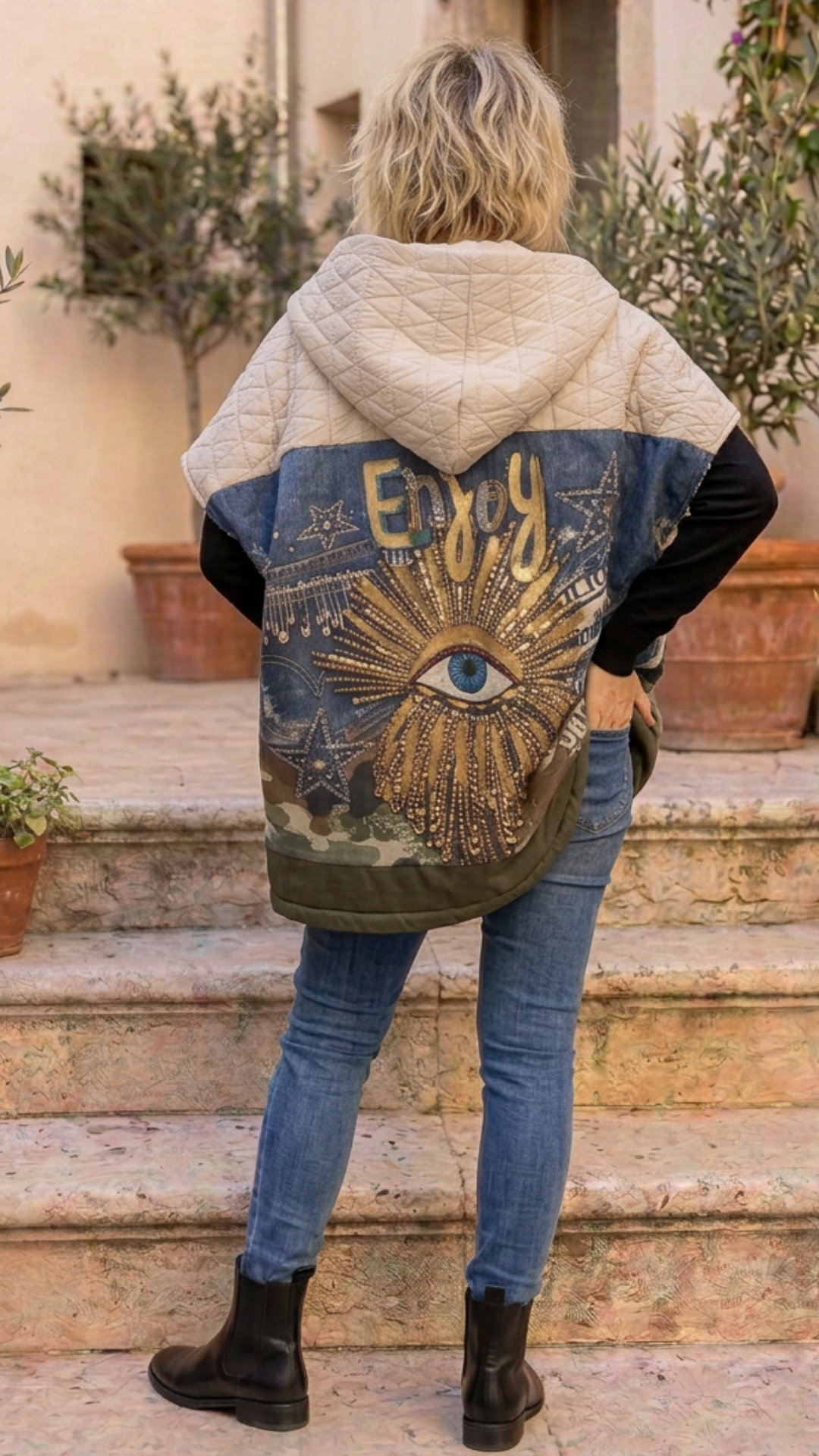 Veste Oversize Matelassée à Motif Oeil JANNA