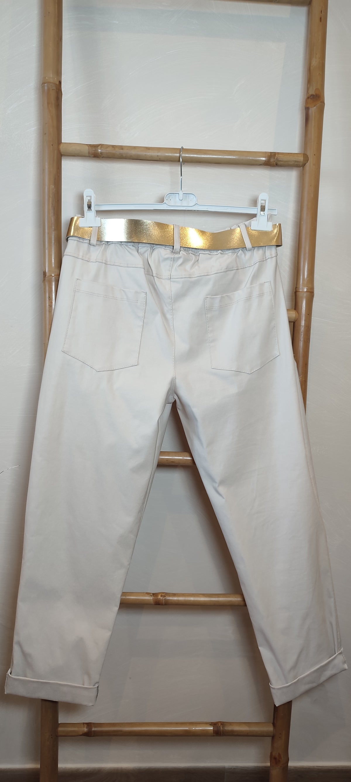 Pantalon Beige à Motifs Ornés de Strass SORIN