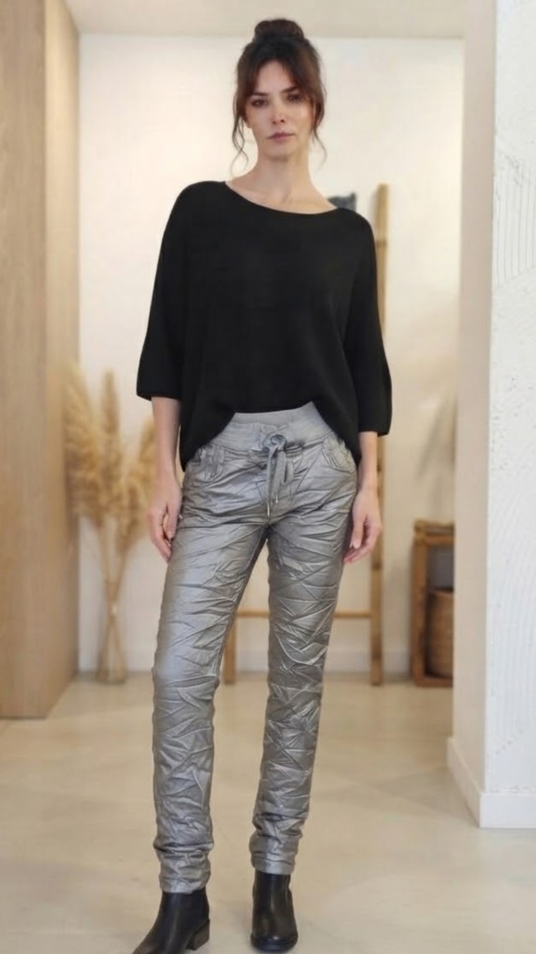 Pantalon Simili Cuir Argenté BANO