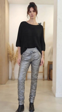 Pantalon Simili Cuir Argenté BANO