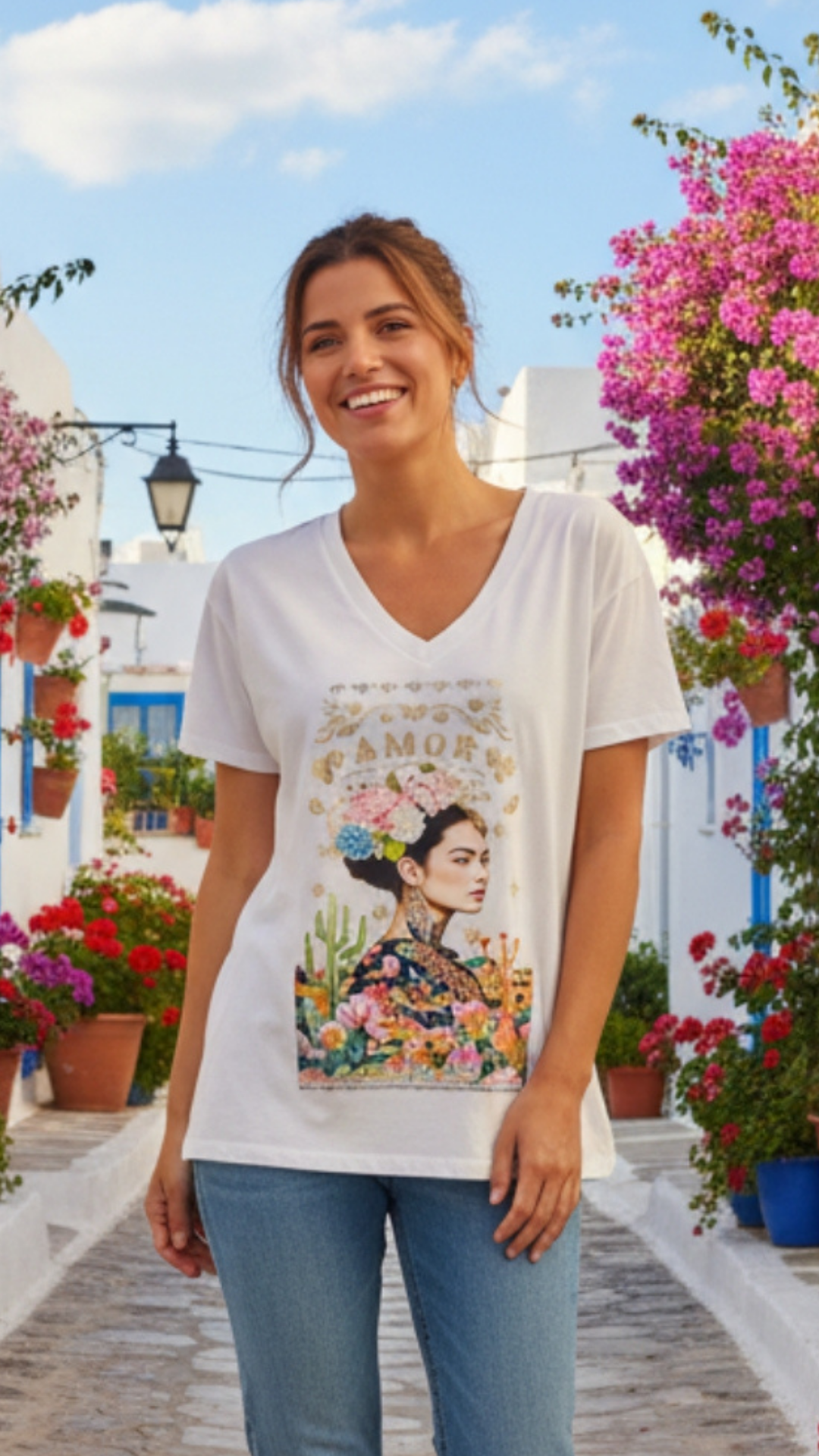 Tee-Shirt Blanc à Motif FRIDA