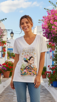 Tee-Shirt Blanc à Motif FRIDA