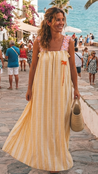 Robe Longue Jaune à Bretelles Léopard Fluo ANOUK
