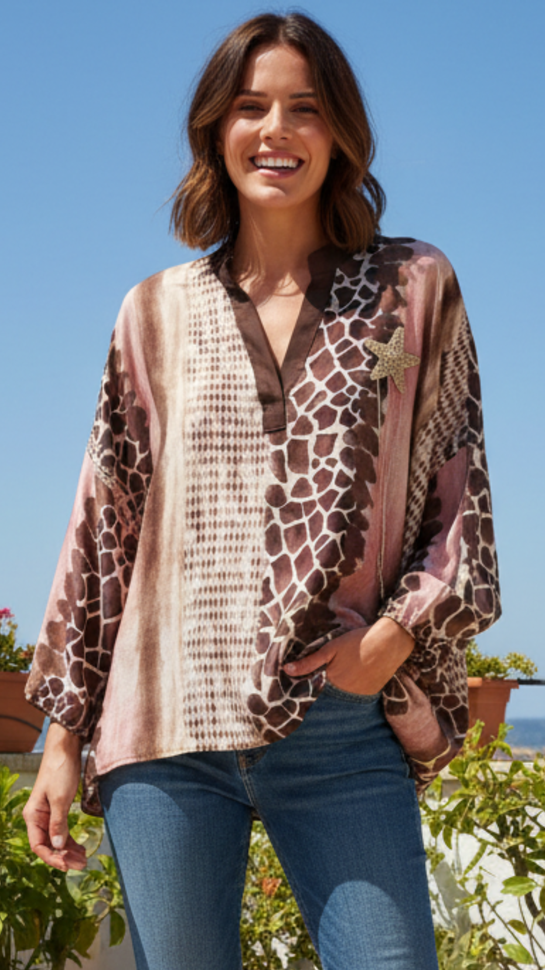 Blouse Oversize Imprimé Animalier Nuancé Rose DUNE