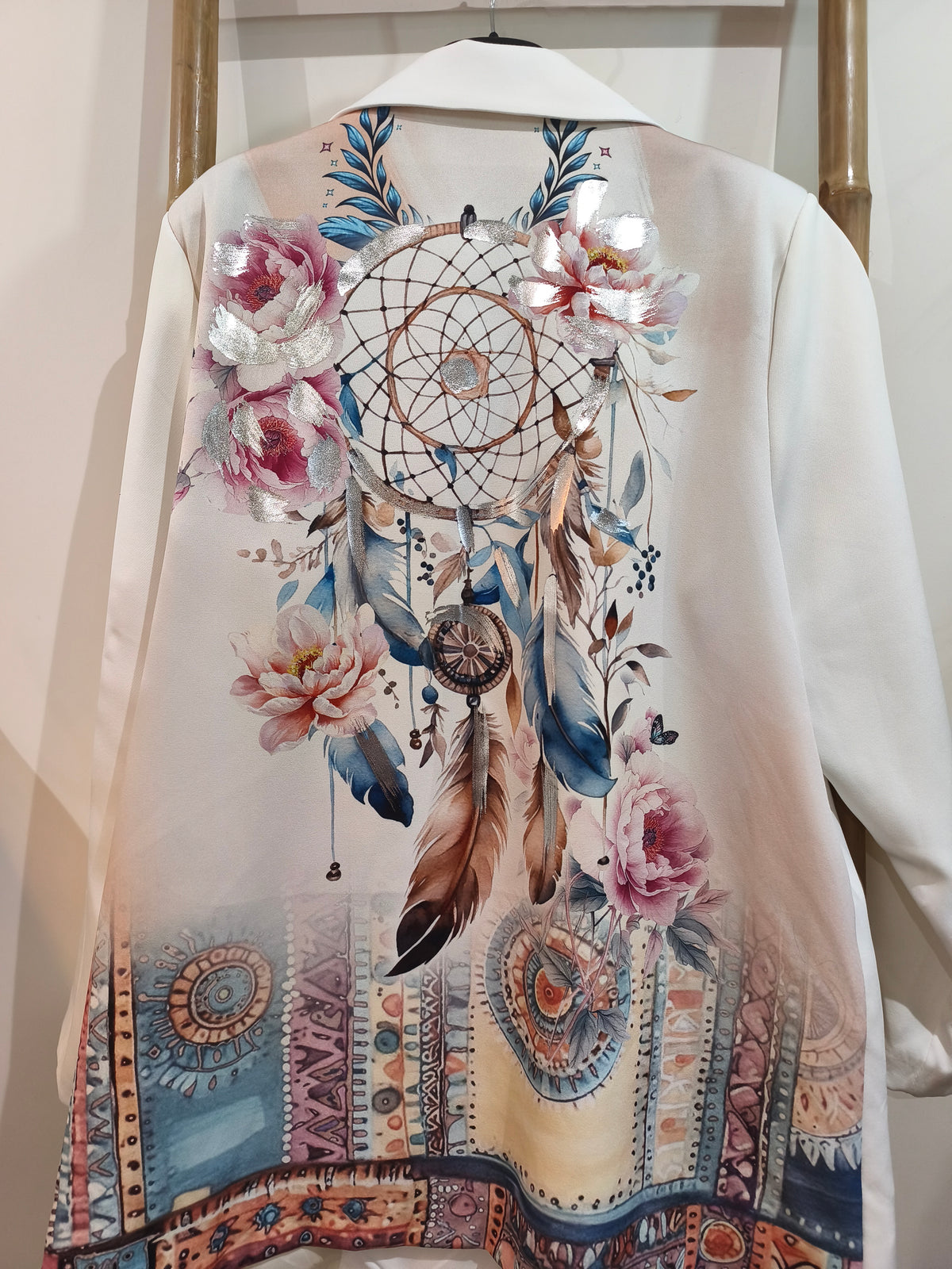 Veste Blanche Imprimé Dos "ATTRAPE RÊVES"