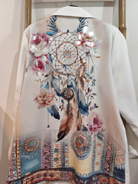 Veste Blanche Imprimé Dos "ATTRAPE RÊVES"