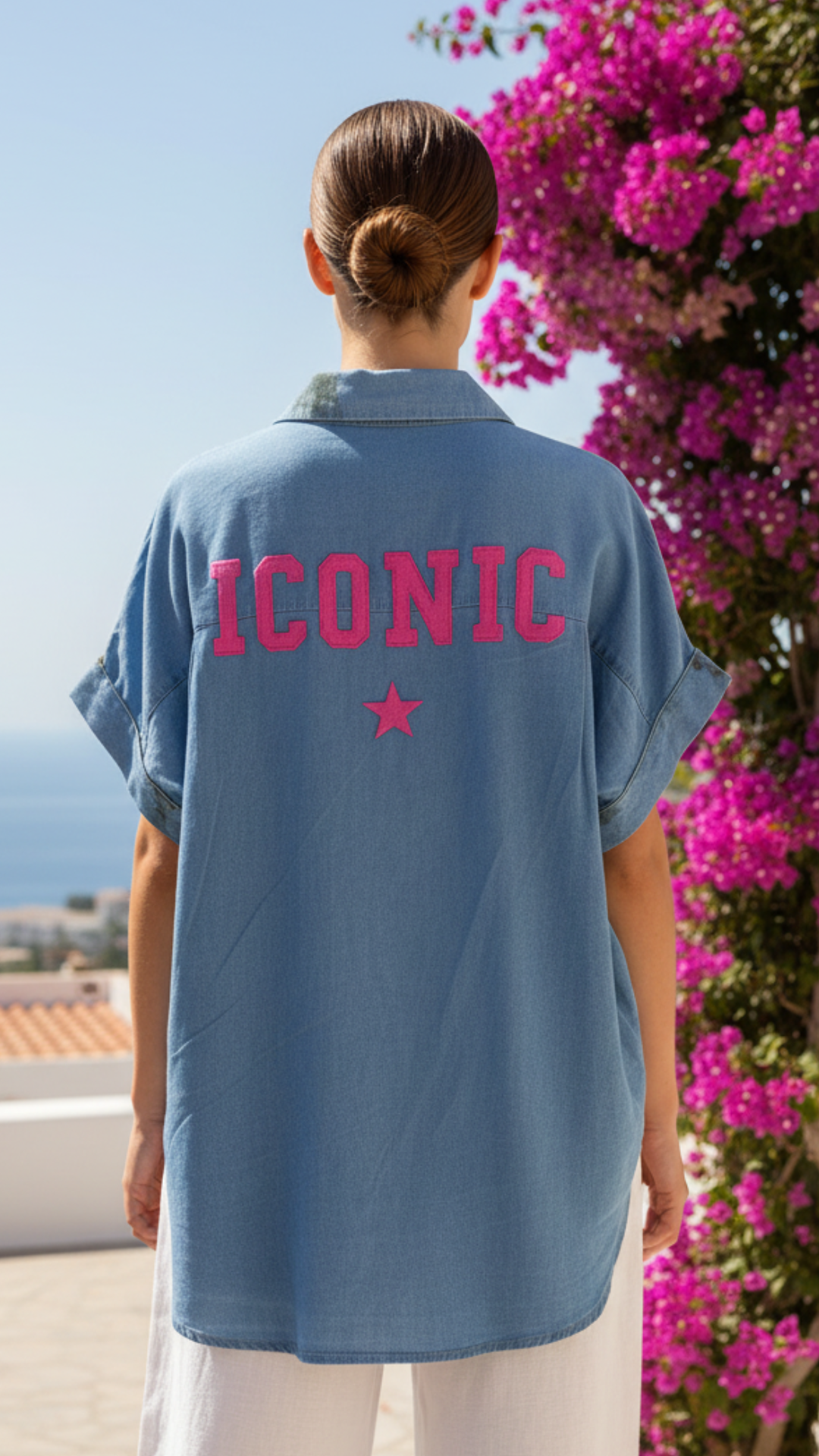 Chemise en Jean à Motif Floral ICONIC