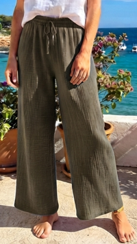 Pantalon Gaze de Coton  Kaki Uni UGO